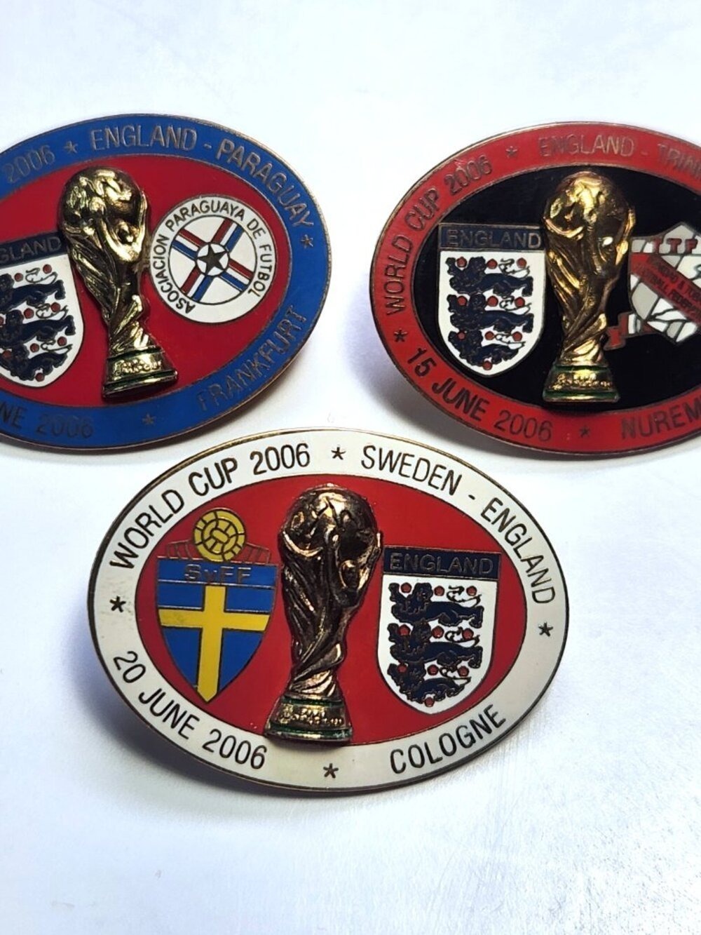 2006 World Cup England Group B Games Lapel Pin Lot of 3 First Round High Relief